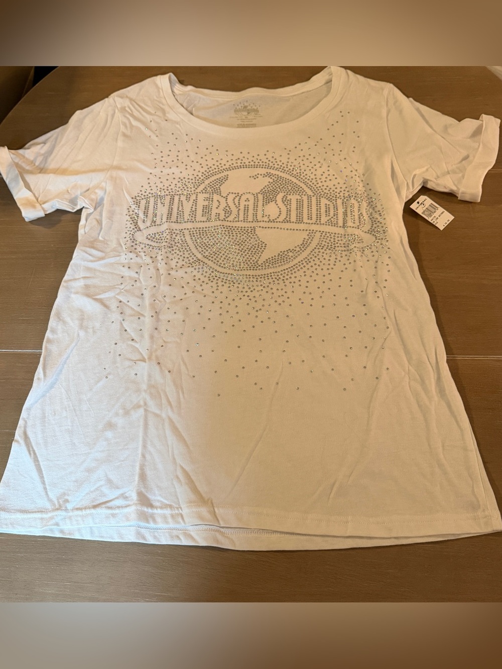 Universal Studios Holographic Logo T Shirt Womens XL White Graphic Tee NWT